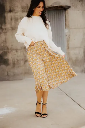 Pleated Silk Skirt in Lustrous Cascade