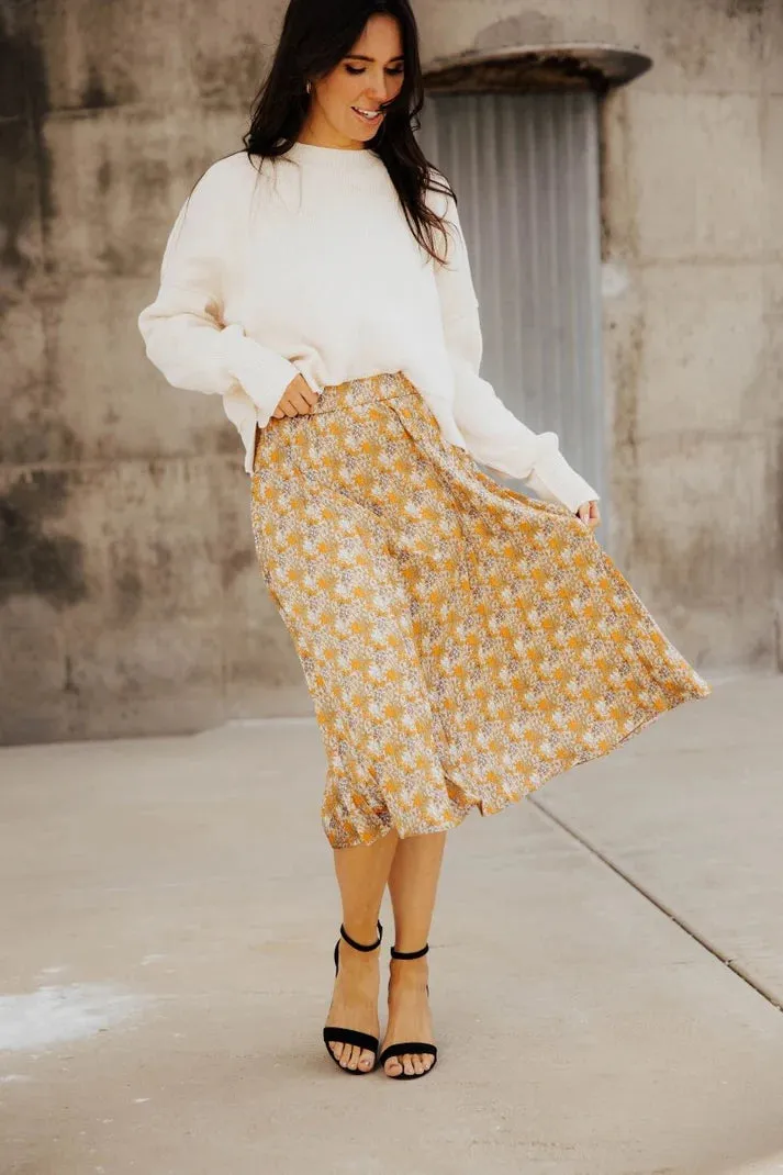 Pleated Silk Skirt in Lustrous Cascade