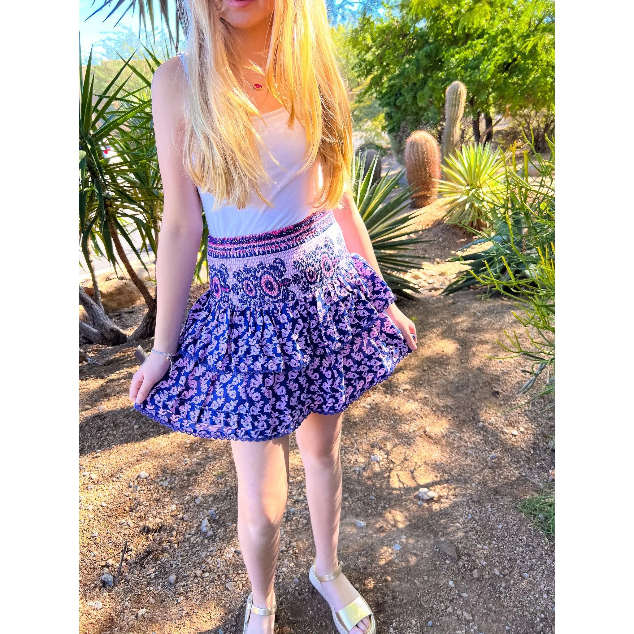 Pleated Smocked Skirt