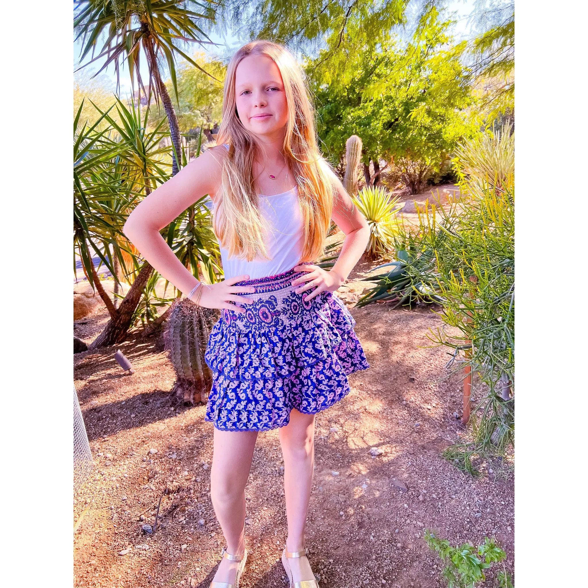 Pleated Smocked Skirt