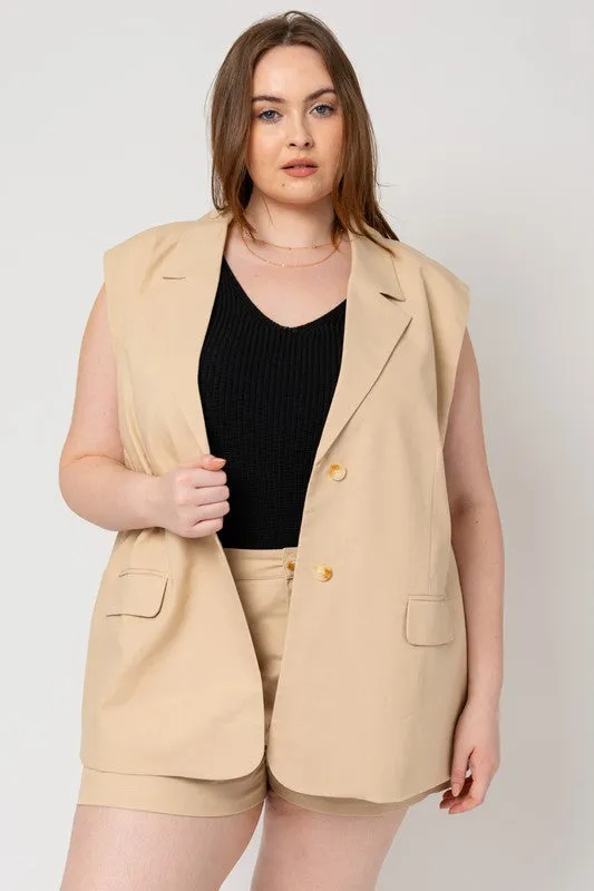 Plus Oversized Blazer and Short Set.