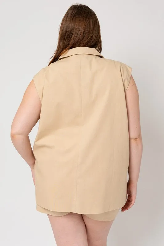 Plus Oversized Blazer and Short Set.