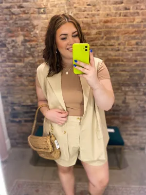 Plus Oversized Blazer and Short Set.