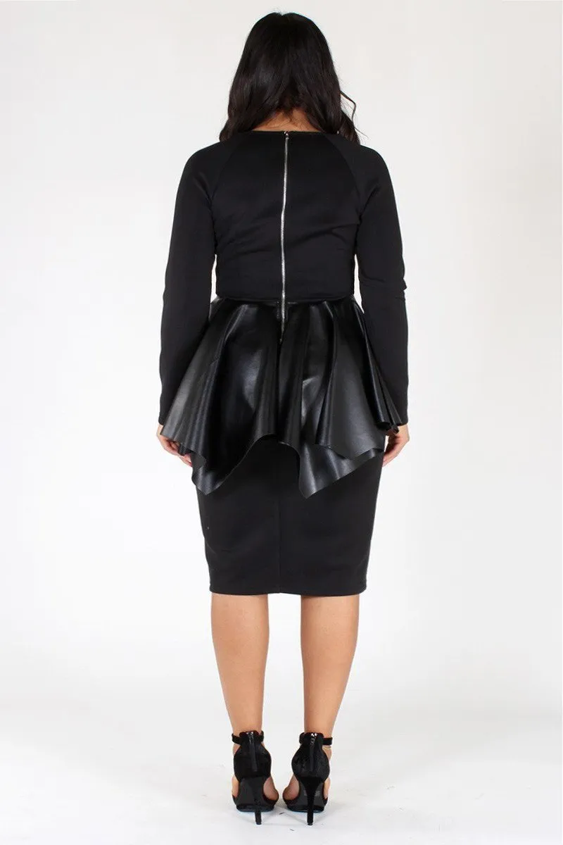 Plus Size City Girl Ruffle Accent Peplum Dress