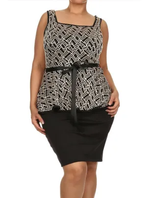 Plus Size Such A Charmer Textured Peplum Dress
