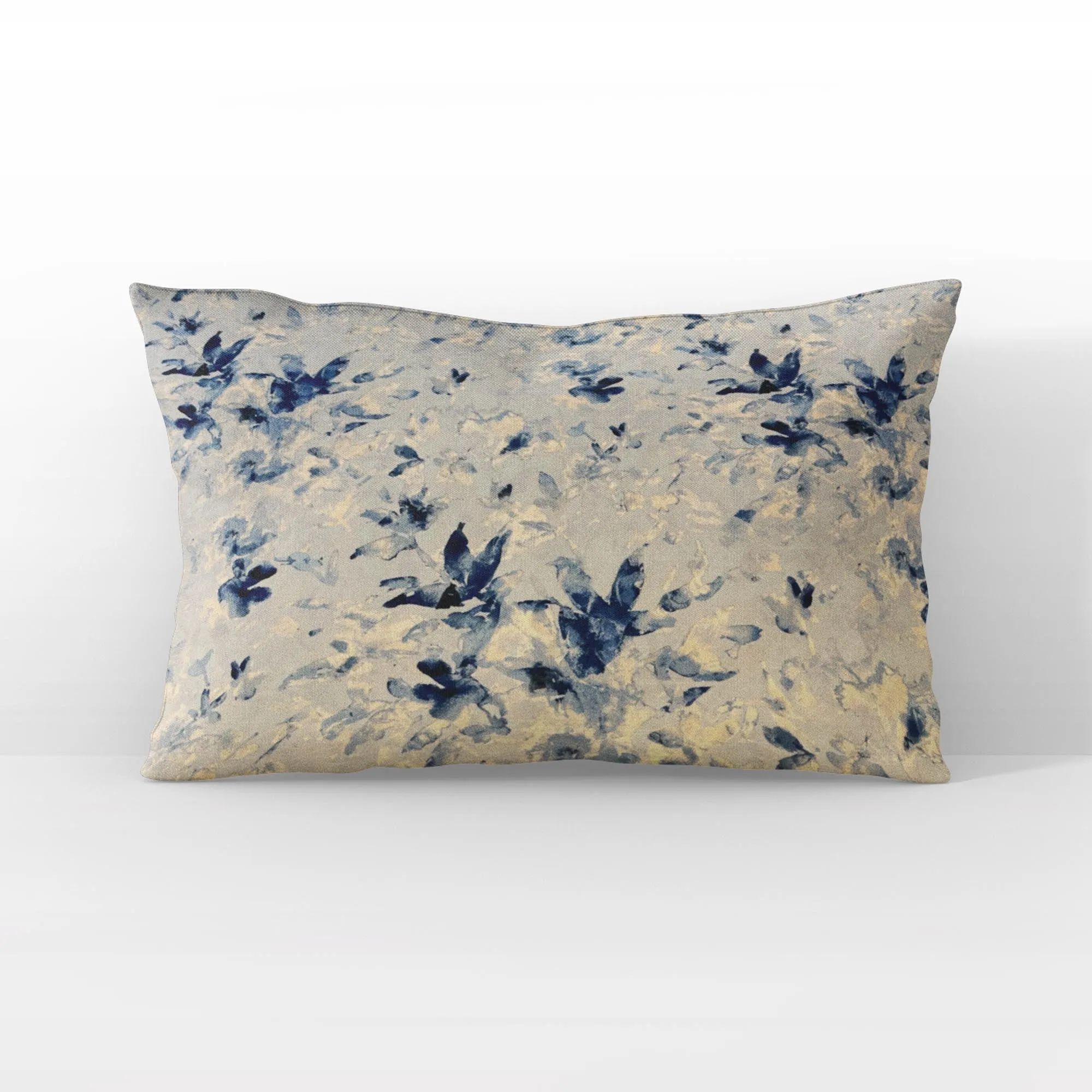 Plutus Blue Beige Coastal Breeze Floral Luxury Throw Pillow
