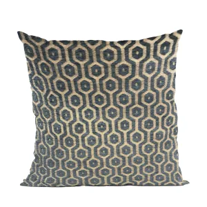 Plutus Geometric Honeycomb Geometric Gold Green Velvet Luxury Throw Pillow