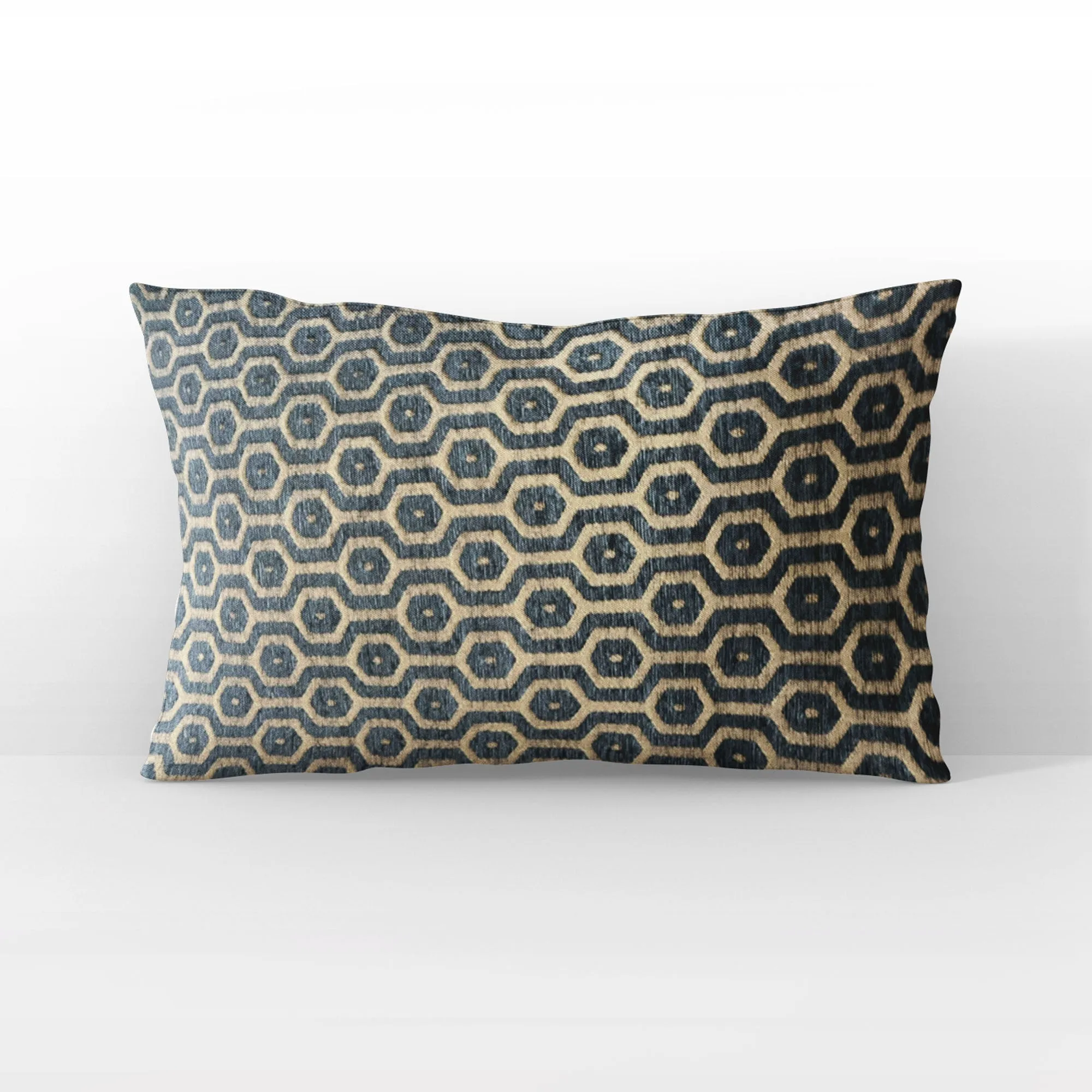 Plutus Geometric Honeycomb Geometric Gold Green Velvet Luxury Throw Pillow