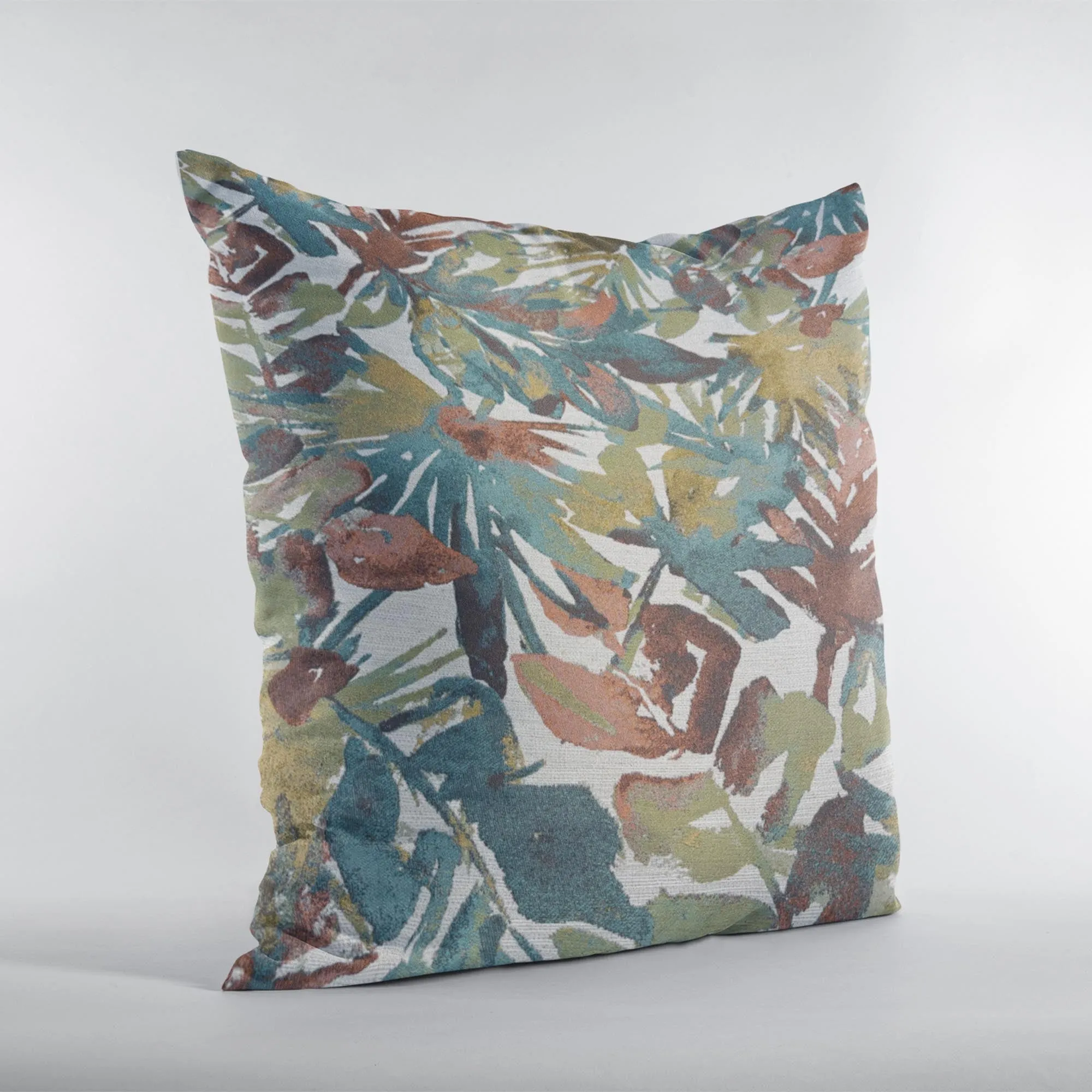 Plutus Green Yellow Red Verdant Dream Floral Luxury Throw Pillow