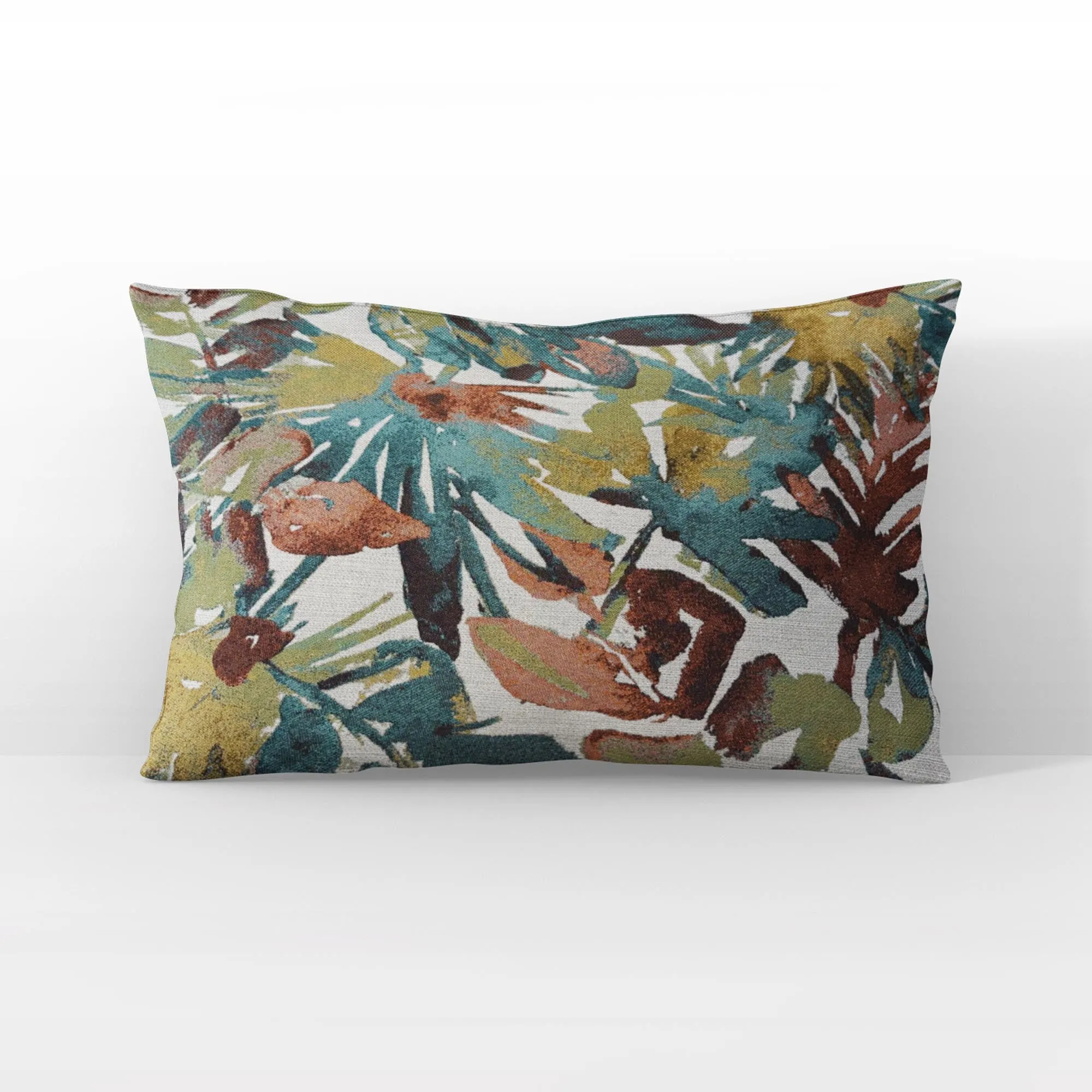Plutus Green Yellow Red Verdant Dream Floral Luxury Throw Pillow