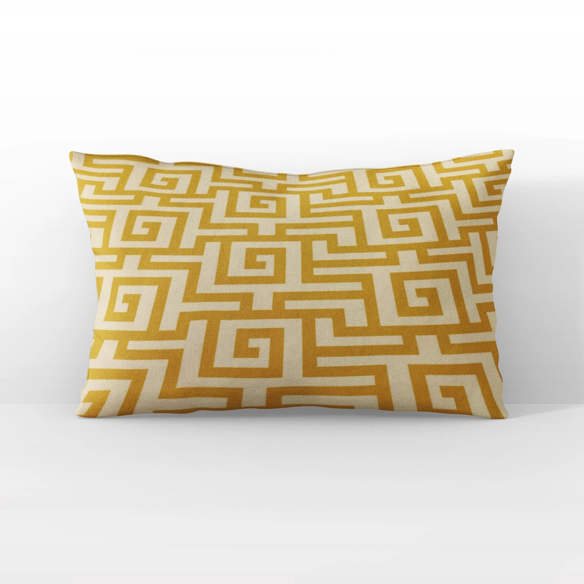 Plutus Orange Beige Mediterranean Charm Greek Key Luxury Throw Pillow
