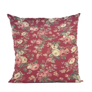Plutus Red Beige Crimson Charm Floral Luxury Throw Pillow