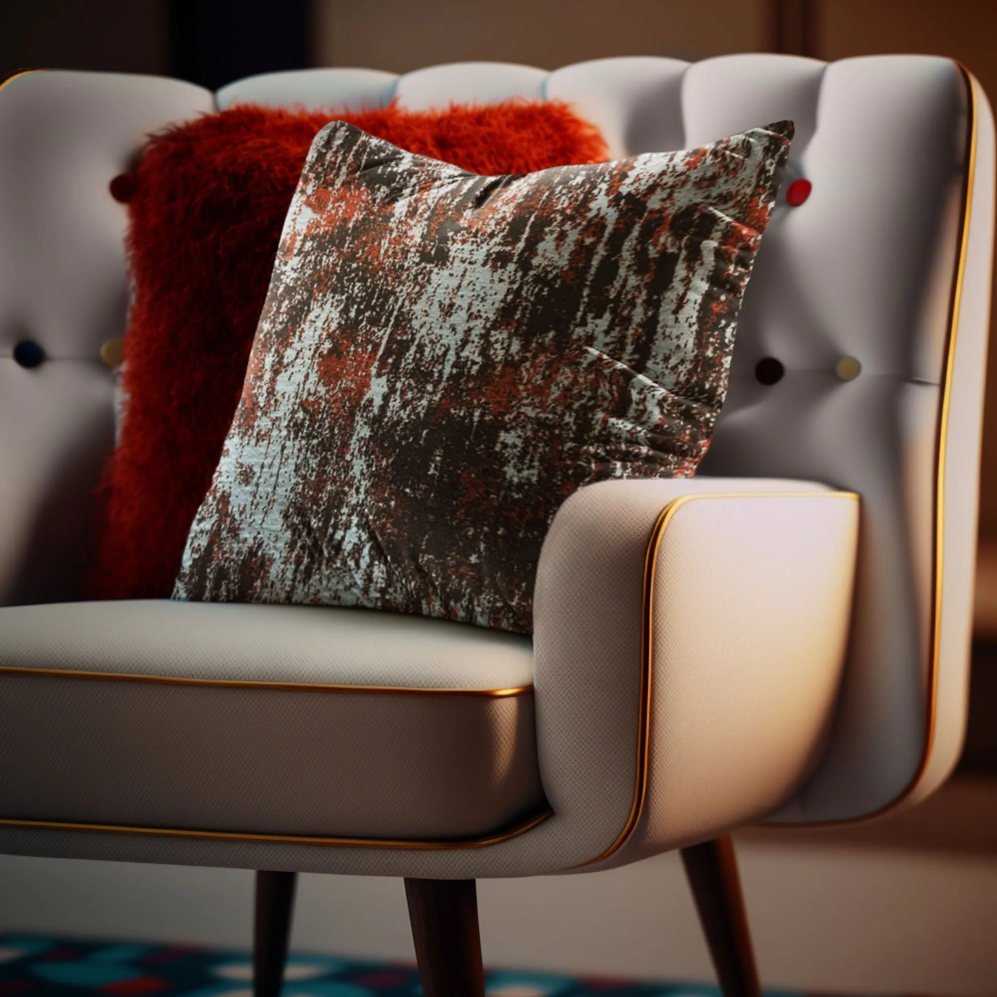 Plutus Weathered Texture iKat Red Black Gray Velvet Luxury Throw Pillow
