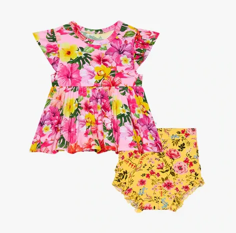 Posh Peanut Malana Ruffled Cap Sleeve Peplum Top & Bloomer Set
