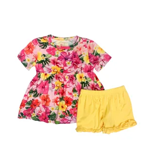 Posh Peanut Malana Short Sleeve Peplum Top & Ruffled Short