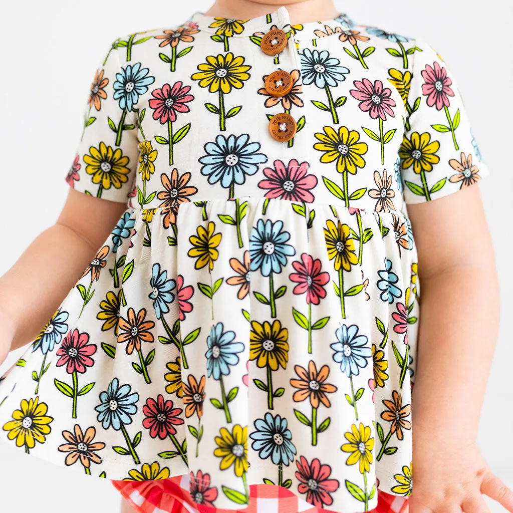 Posh Peanut Maya Lynn - Short Sleeve Henley Peplum Top & Bloomer Set