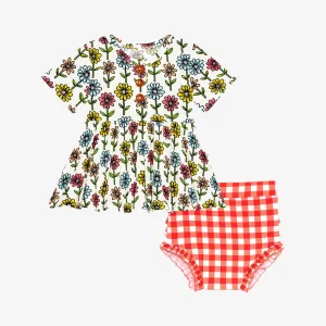 Posh Peanut Maya Lynn - Short Sleeve Henley Peplum Top & Bloomer Set