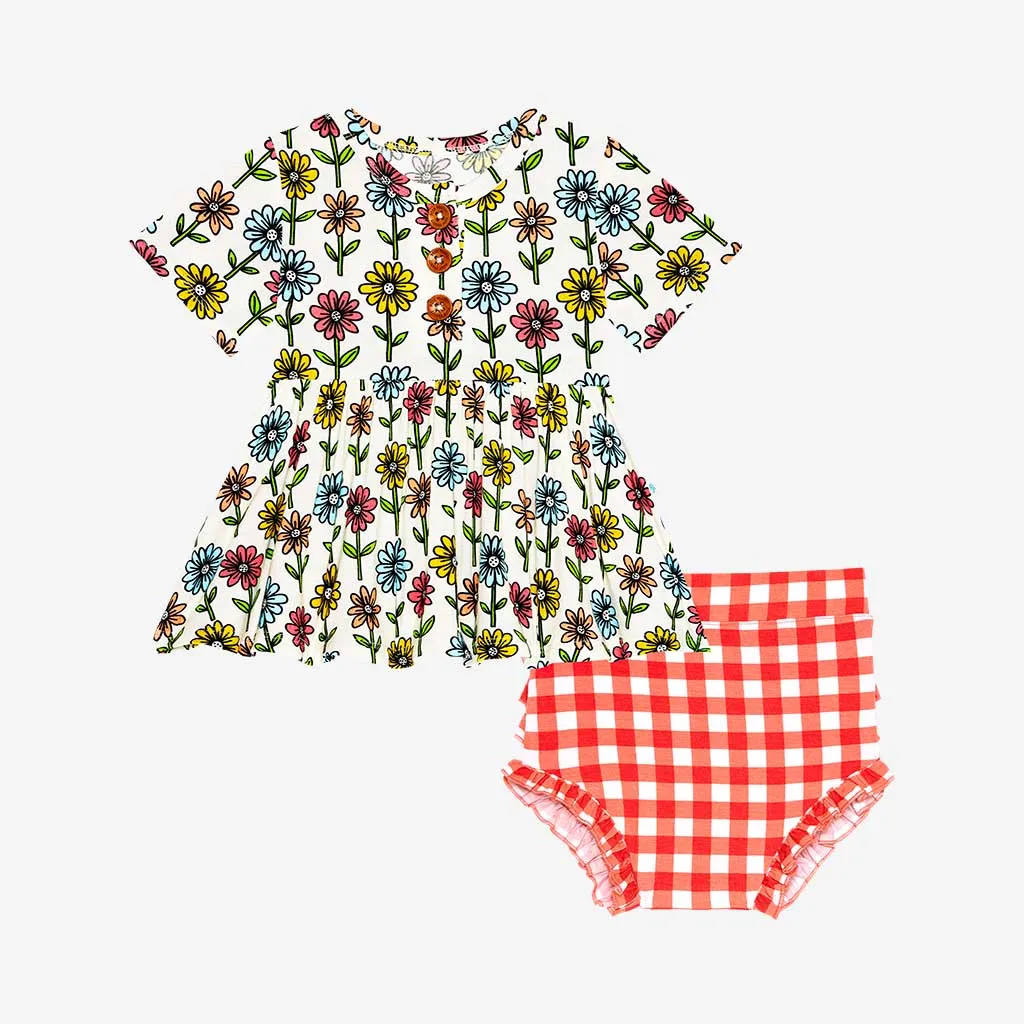Posh Peanut Maya Lynn - Short Sleeve Henley Peplum Top & Bloomer Set
