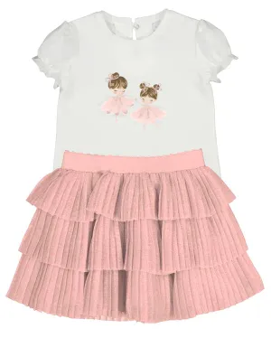 Pre-Order Mayoral 1041 Tee-Shirt and Mayoral 1901 Rose Pleated Tulle Skirt