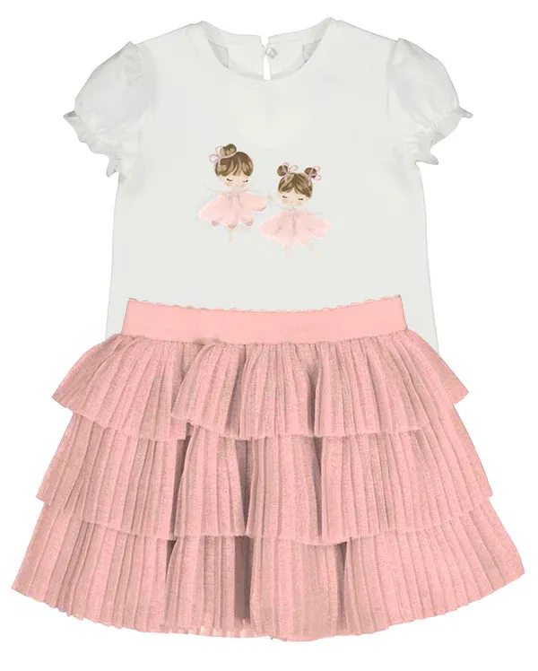 Pre-Order Mayoral 1041 Tee-Shirt and Mayoral 1901 Rose Pleated Tulle Skirt