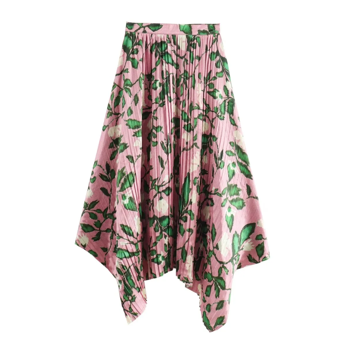 Printed Pleated Sleeveless Top and Matching Midi Skirt