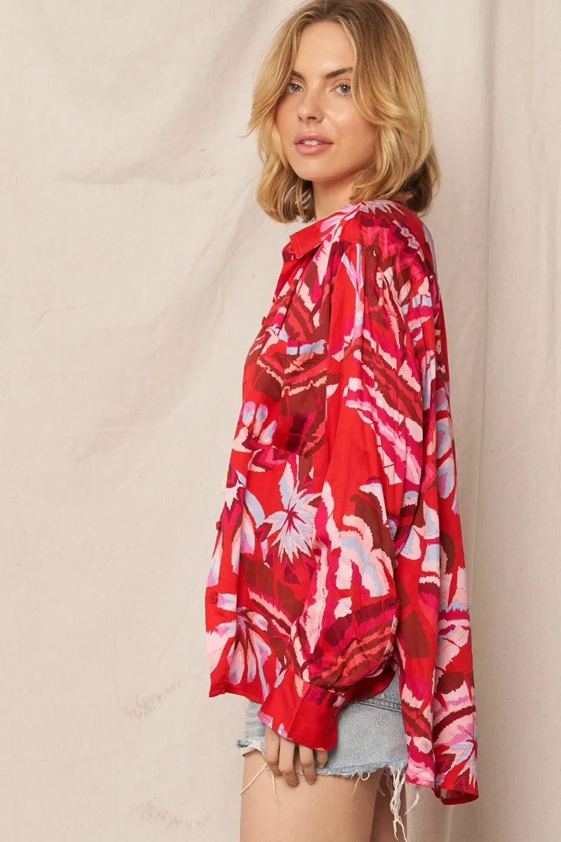 Printed Poet Blouse