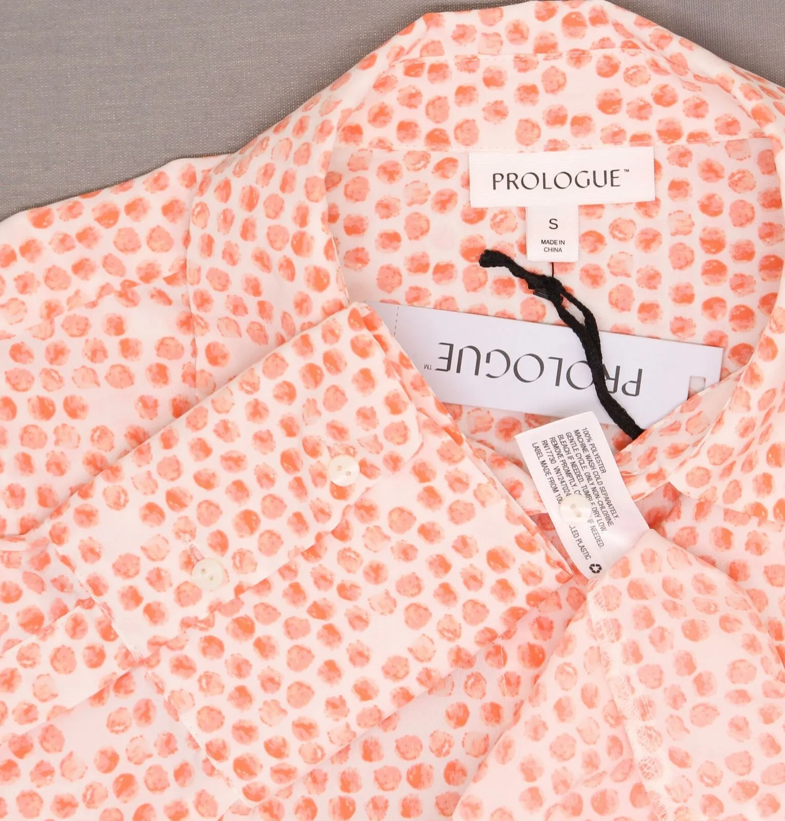 Prologue Women's Long Sleeve Collared Button-Down Chiffon Blouse Shirt Top