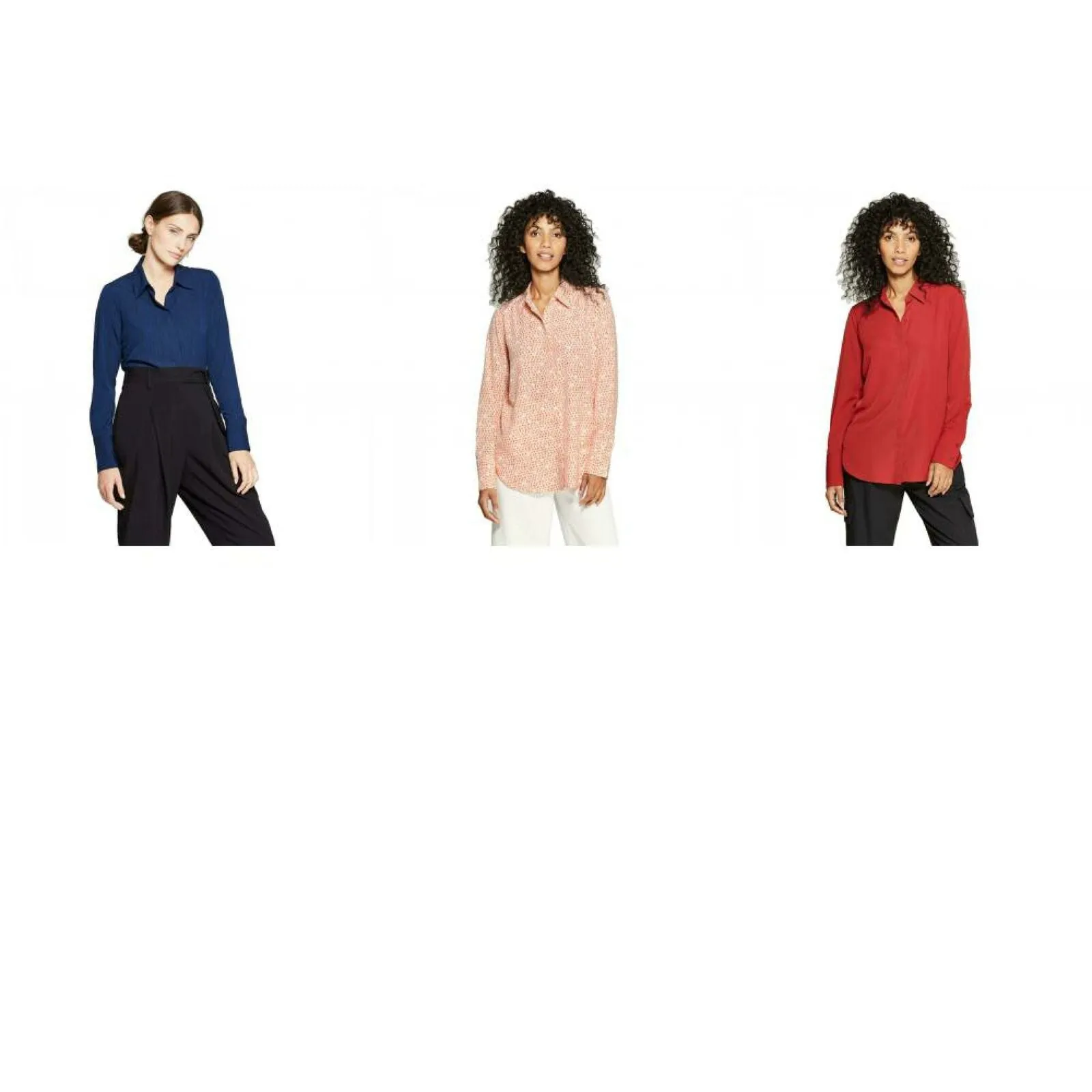 Prologue Women's Long Sleeve Collared Button-Down Chiffon Blouse Shirt Top