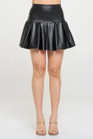 PU Pleated Skirt