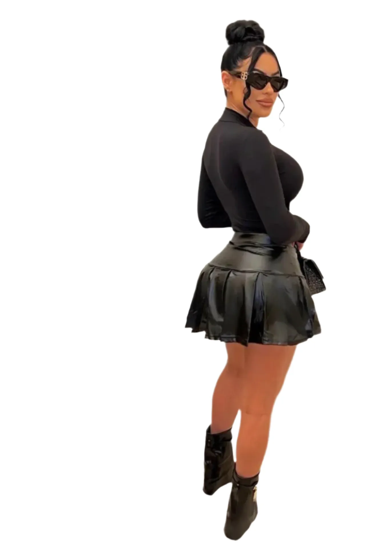 PU Pleated Skirt