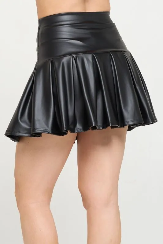 PU Pleated Skirt