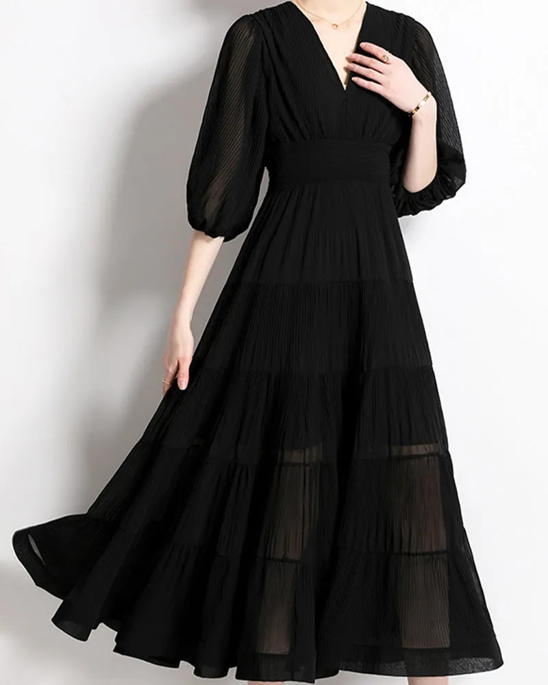 Puff Sleeves Wrap Bride Green Midi Wedding Dress