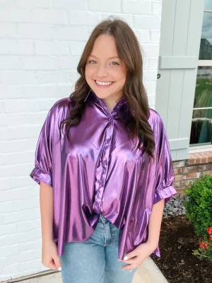 Purple Metallic Game Day Blouse