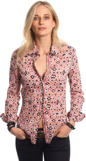 QUARTZ TILE DUSTY PINK BUTTON DOWN SHIRT