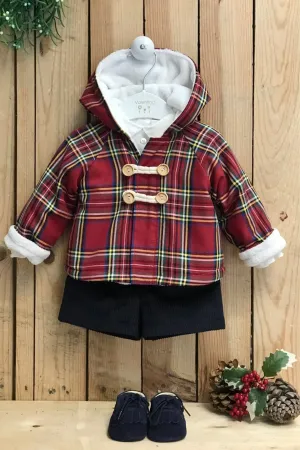 "Griffin" Red Tartan Coat, Shirt & Shorts