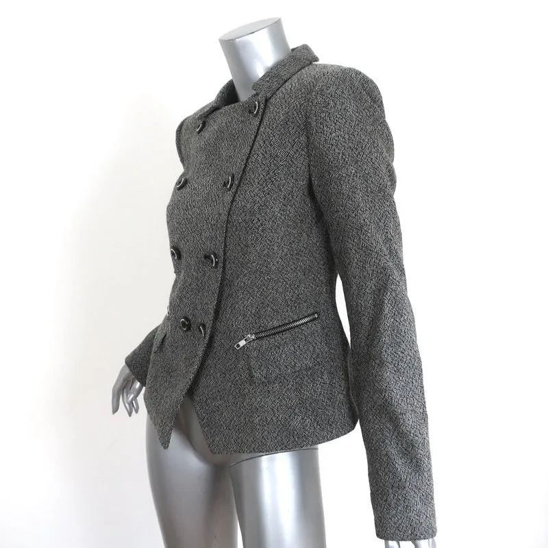 Rachel Zoe Double Breasted Jacket Gray Stretch Wool Tweed Size 8