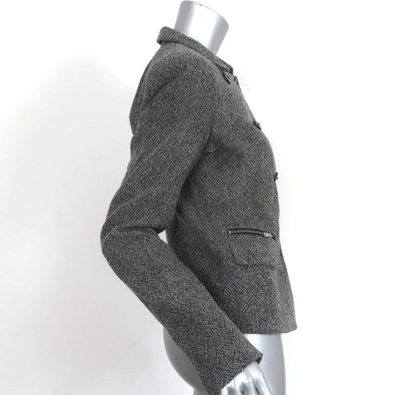 Rachel Zoe Double Breasted Jacket Gray Stretch Wool Tweed Size 8