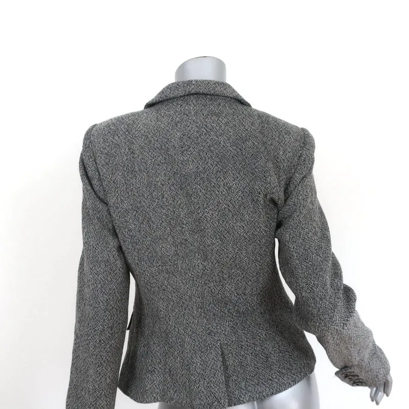 Rachel Zoe Double Breasted Jacket Gray Stretch Wool Tweed Size 8