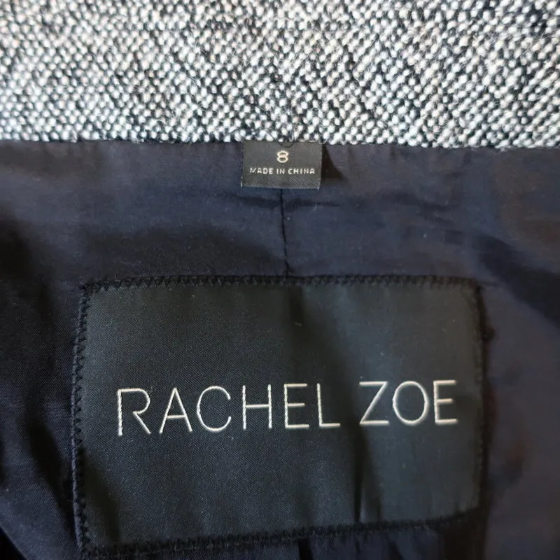 Rachel Zoe Double Breasted Jacket Gray Stretch Wool Tweed Size 8