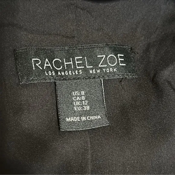 Rachel Zoe Double-Breasted Satin Blazer Suit Jacket in Black