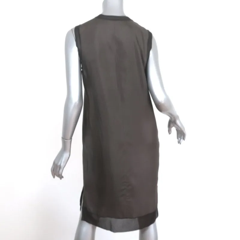 Rag & Bone Dress Maude Gray Silk Twill Size Small Sleeveless V-Neck Shift