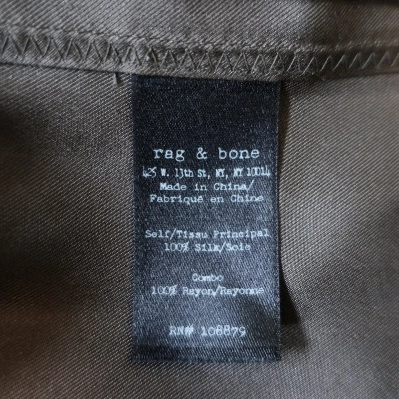 Rag & Bone Dress Maude Gray Silk Twill Size Small Sleeveless V-Neck Shift