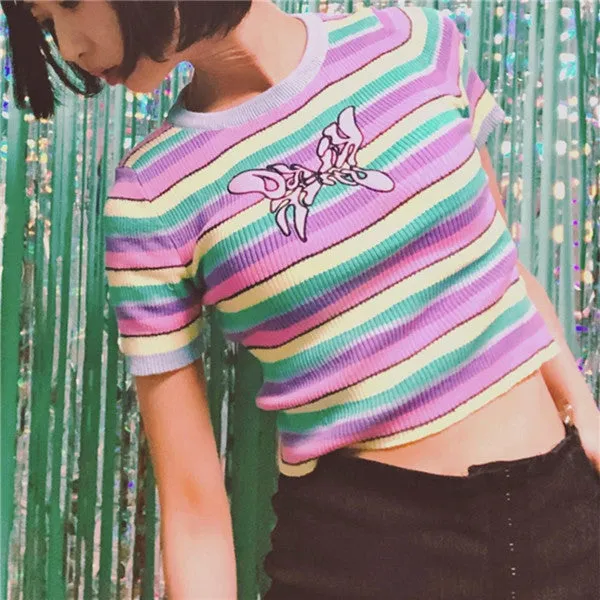 Rainbow short knit T-shirt KF50148