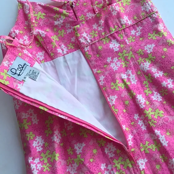 Rare Vintage Lilly Pulitzer Dress White Label Sundress 10 Shift Slip Barbie Pink