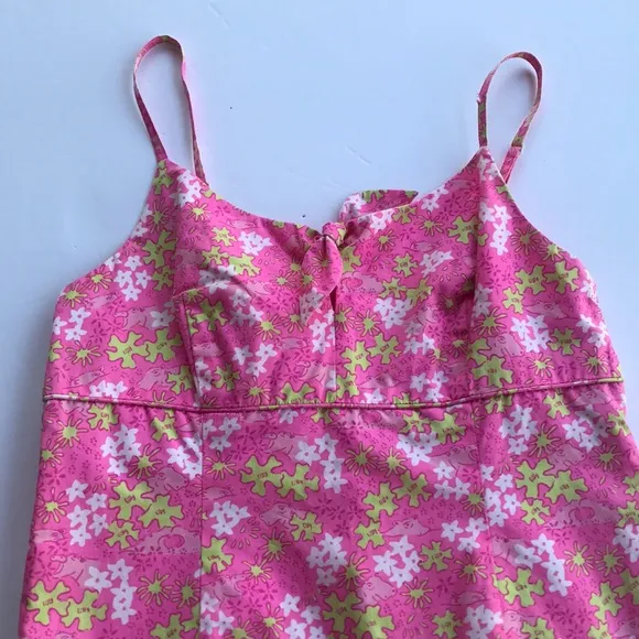 Rare Vintage Lilly Pulitzer Dress White Label Sundress 10 Shift Slip Barbie Pink