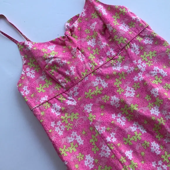 Rare Vintage Lilly Pulitzer Dress White Label Sundress 10 Shift Slip Barbie Pink