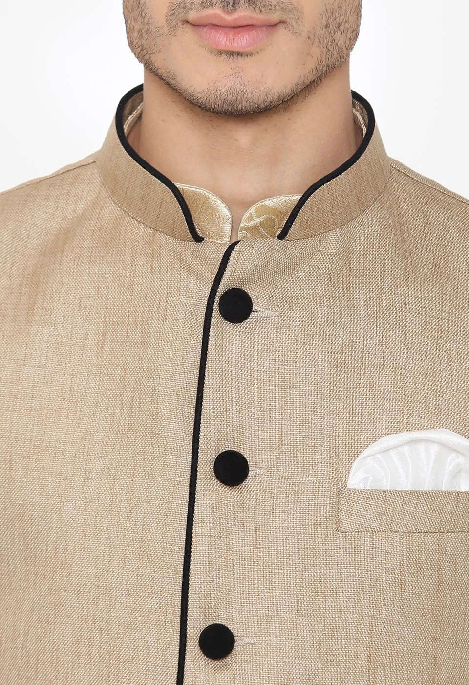 Rayon Beige Nehru Modi Jacket