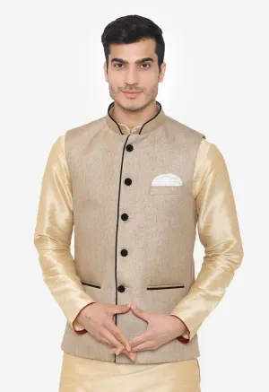 Rayon Beige Nehru Modi Jacket