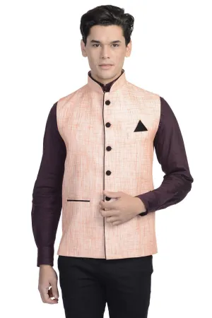 Rayon Cotton Orange Modi Nehru Jacket