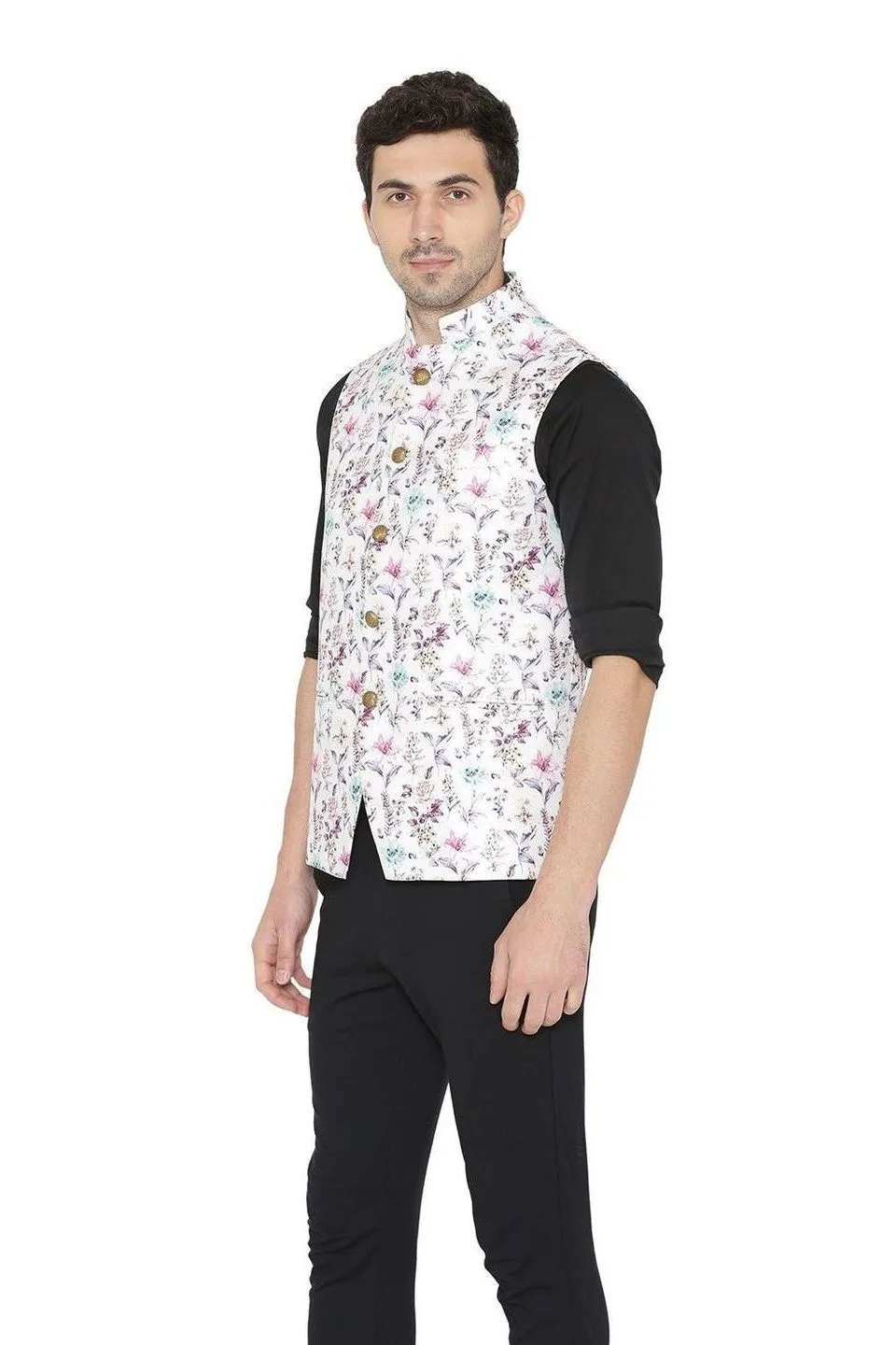 Rayon Fabric MulticolouRed Modi Nehru Jacket